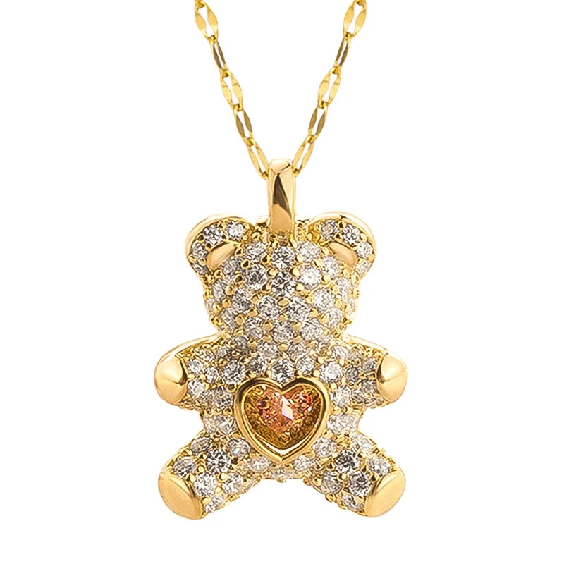 Golden Cute Bear Necklaces